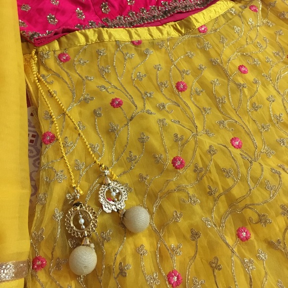 Lehenga in Yellow and Pink - Picture 3 of 16